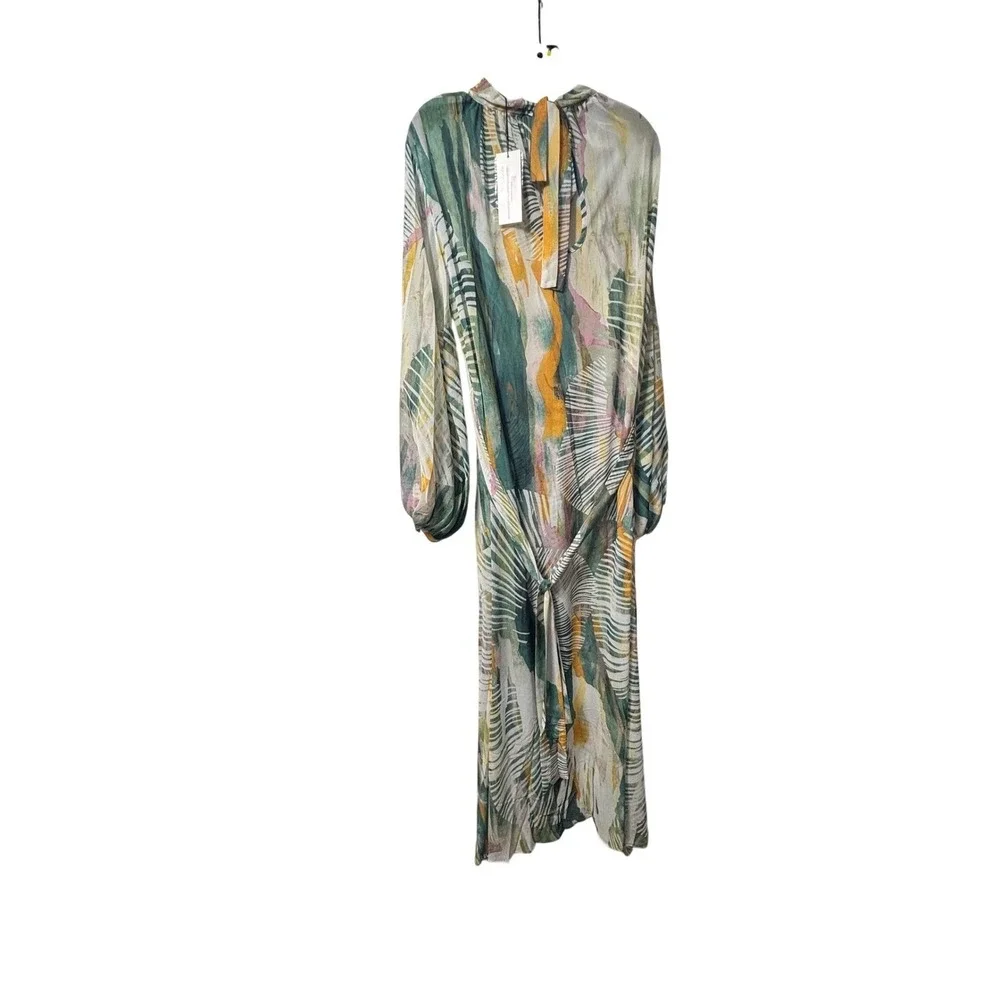 Andrea Iyamah‎ NEW Sade Cover-up Abstract Bark Maxi Sheer Dress S/M 6-10